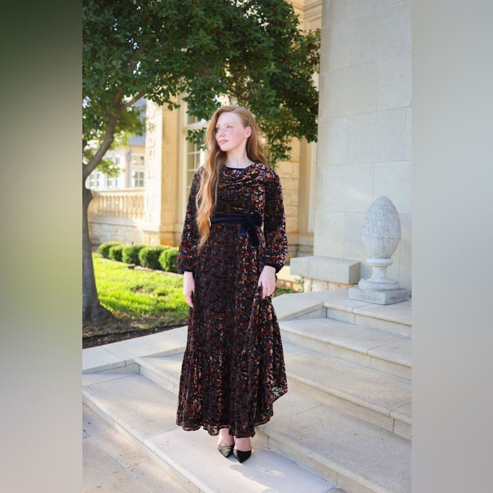 Dainty Jewells Velvet Floral Maxi Dress